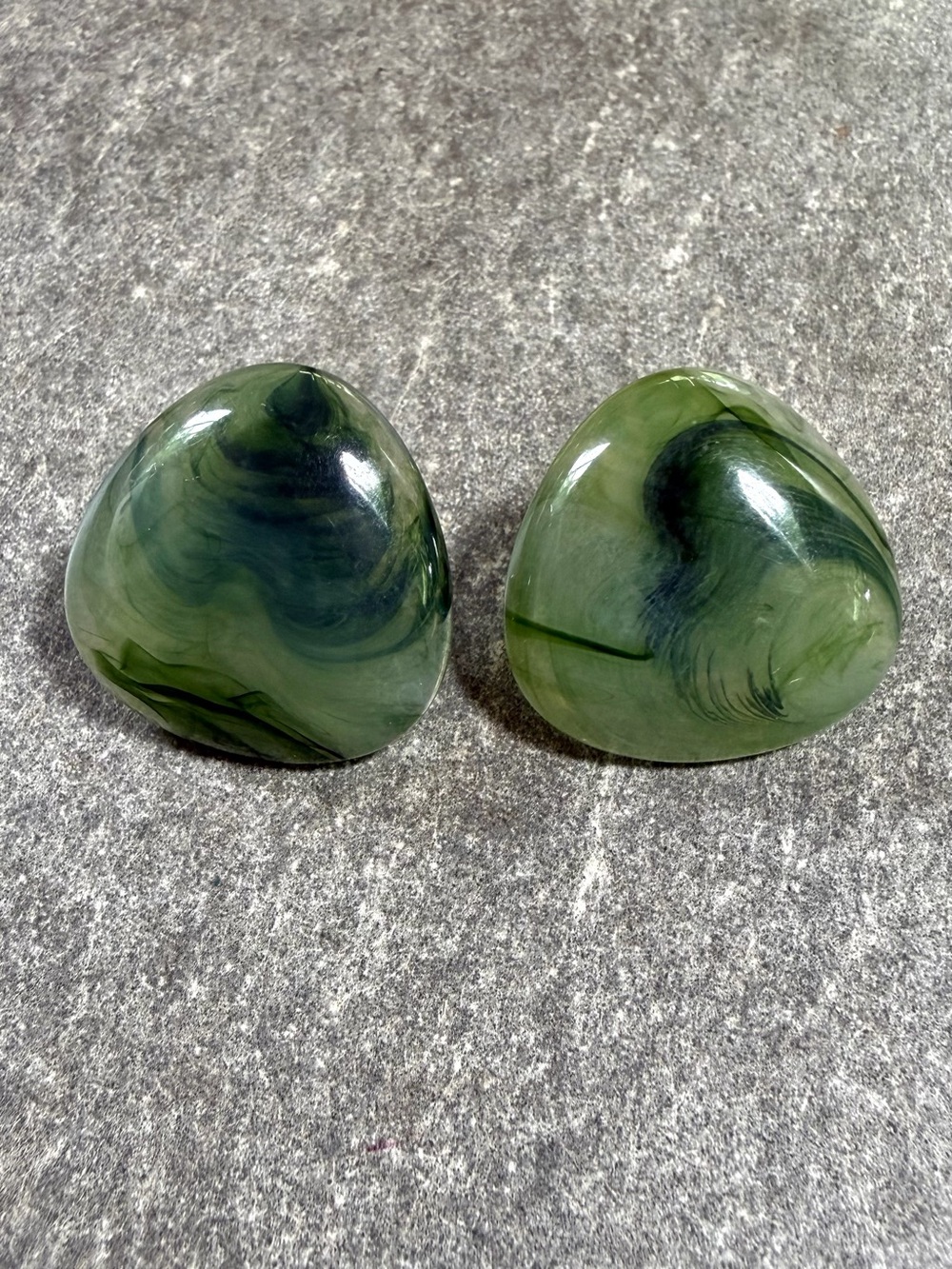 Marble Thermacet Jade-Green Earrings - Picture 1 of 3